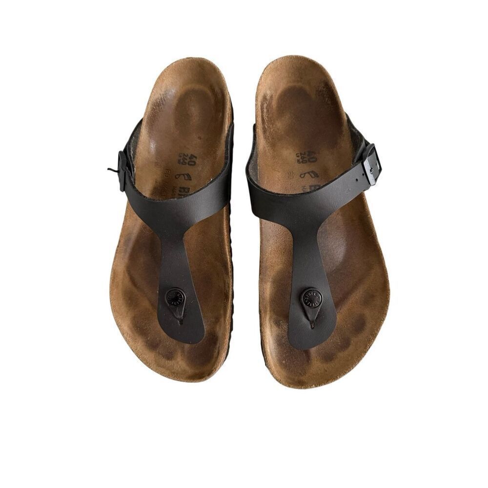 Birkenstock Womens Black Gizeh Slip On Casual Comfort Thong Slide Sandals Size 9